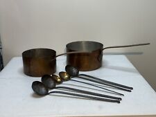 Antique 1889 Dated Copper 2 Pot PAN  and  4 ladles picture