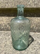 1914-1915 ANTIQUE GLASS BOTTLE Green Clear Crisscross Pattern Reg 641401 picture