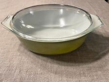 Vintage Pyrex Green 2-1/2 Quart Oval Casserole Dish with lid picture