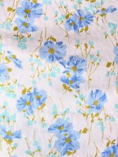Vintage Morgan Jones Twin Flat Sheet White Blue Floral Cottagecore Fabric  picture