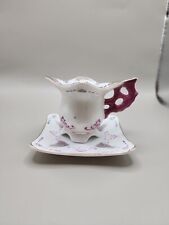 Vintage Hand Painted Miniature  Tea Cup & Saucer Porcelain Made In Japan-Unique picture