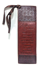 AMAZING GRACE Christian Bookmark Faux Leather w First Verse 2-Tone Debossed Gift picture