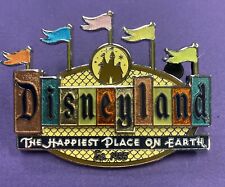 Disney Retro Disneyland 50th Happiest Place on Earth Sign Marquee Flag Pin 2005 picture