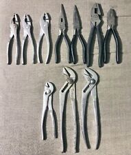 Lot of 10 Vintage Craftsman Pliers, Linesman, Needle nose, Slip Joint - USA picture