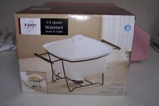 B. Smith 1.5 Quart Porcelain Warmer Oven To Table NEW in Box with Rack and Lid picture