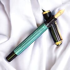 Pelikan Souveran M400 Black & Green Stripe 14C Fountain Pen M Nib picture