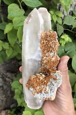 Large double terminated light pale and Smokey Quartz crystal with matrix 1.220KG picture