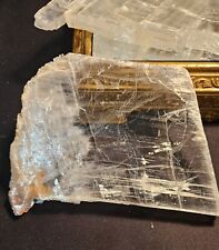 482g Natural Selenite Crystal Slab, Raw Phantom Slice, Gypsum Plate, Chakra picture