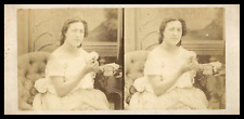 Young Woman Powdering Her Face, ca.1880, Stereo Vintage Stereo Print,  picture