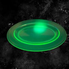 1960s Long Uranium Green Depression Glass Tray Dish Large Glass UV Glow 15”Long picture