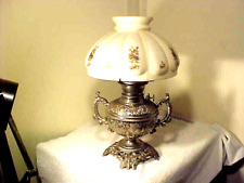 FABULOUS ANTIQUE OIL  P&A PARLOR LAMP WITH FENTON SATIN SHADE 1895 picture