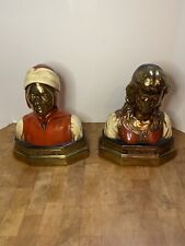 Antique Vintage Dante & Beatrice Brass Bust Bookends 5.7 Lbs, 6.5” Tall picture