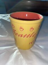 VTG SEATTLE LARGE YELLOW AND RED COFFEE MUG WITH ETCHED DESIGN picture