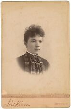 Antique Circa 1880s Cabinet Card Dickinson Beautiful Woman Cincinnati, Ohio picture