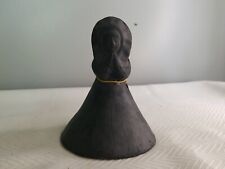 Antique Oaxaca Mexican Folk Pottery Black Clay Woman Figurine Bell picture