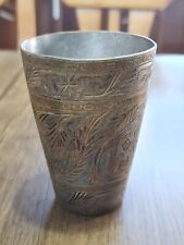 Antique Vintage Copper Brass Handmade Middle East Art Engraved Cup Home  Décor picture