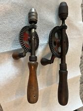 Antique hand drill tool (2). 1 Marked And 1 Unmarked. Both Work. VINTAGE picture