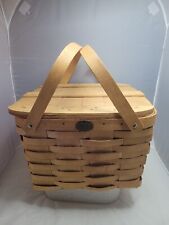 Vintage Peterboro Picnic Pie Basket with Wooden Lid 13