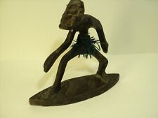 Vintage Wooden, Hand Carved Surfing Man Figure. Tiki Bar Style. 7.25 inches tall picture