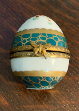 Egg Shaped Rochard Limoges Trinket Box MINT Condition Artist Signed picture