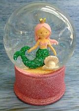 Pink Haired Mermaid with Oyster & Pearl Musical Snowglobe picture