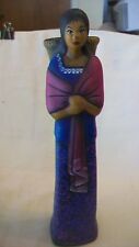 Hand Painted Plaster Spanish Girl with Basket & Shawl Figurine picture