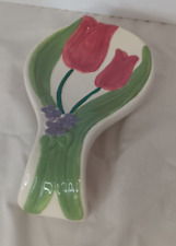 Pfaltzgraff Treasure Craft- Garden Party Tulips & Violets Spoon Rest 8