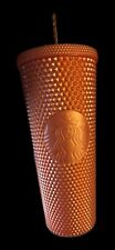 Starbucks Orange Coral Pearl Studded Cold Cup Tumbler Mug 24 oz picture