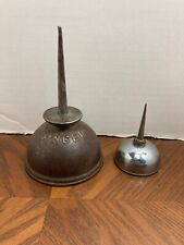 Vintage Large Singer Sewing Machine Oil Can & Small Thumb Pump Oil Can picture