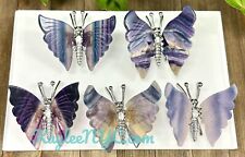Wholesale Lot 5 Pcs Natural Fluorite Crystal Butterfly W/stand Healing Energy picture