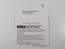 Vintage video game item: Sega Consumer Products Warranty Registration Card picture