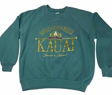 Vintage 80’s 90’s Hawaii Kauai Teal Sweater Adult Large L USA MADE picture
