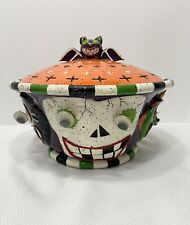 Halloween Anthropomorphic Skeleton Witch Pumpkin Bat Cat Candy Bowl Serving Dish picture