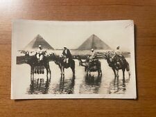 EGYPT Real Photo Postcard-Passage During The Inundation-RPPC- Camels Pyramids picture
