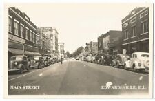 Edwardsville, IL Illinois old RPPC Postcard, Main Street Scene picture