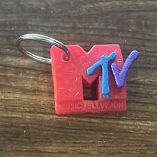 Rare Vintage 1980s 1990s MTV Music Television Hot Pink Rubber Keychain picture