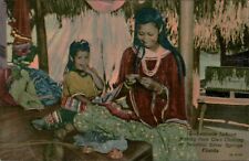 Postcard Seminole Indians Making Clothing Silver Springs Florida FL picture