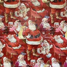 Vintage 1980s Jolly Santa Cookies Hallmark Christmas Wrapping Paper 30x27” picture