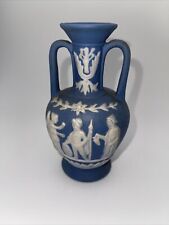 Vintage Blue Wedgewood Jasperware Vase 5.5”H picture