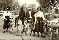 Vintage 1910's Photo Reprint of African American Black Man Woman Riding Bicycles picture