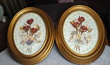 Vintage Crowning Touch Boutique Dried Flowers & Lac Design Framed Oval Set of 2  picture