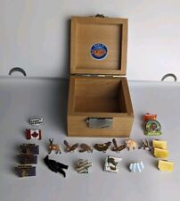 Vintage Lot Of Metal Pins Montana Canada Hunting Animals Bear Birds With BOX picture