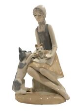 Lladro inspired Casades, Spain porcelain girl with Kitten & Puppy Figurine picture
