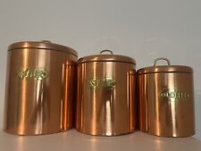 Rare ~Vintage Graduated Copper Canisters ~ Set of 4 ~Flour Sugar Coffee Tea picture