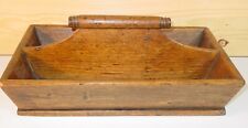 Early Antique Primitive Wood Box Tote Tool/ Utensil Carrier Tray MI Farmhouse picture