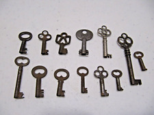 13 Vintage Skeleton Keys Barrel Keys Various Sizes And Shapes picture