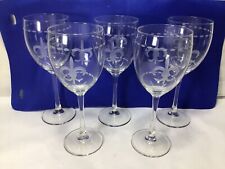 LL76 Fleur de Lis Rolf Cut Wine Glasses - Set of 5 Wine Glasses for Drink Ware picture