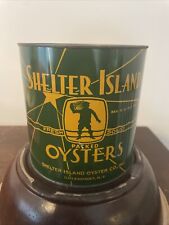 Vintage Shelter Island Oyster Tin 1/2 Gal Shelter Island Oyster Co Greenport N.Y picture