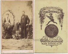 Midget with tall man antique circus sideshow CDV photo by Eisenmann picture