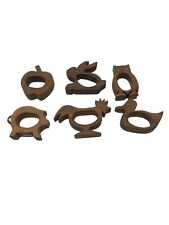 Vintage Hand Crafted Wooden Animals Napkin Rings Ring picture